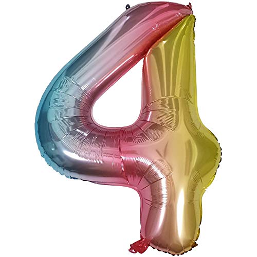 DIWULI, gigantische XXL Zahlen-Ballons, Zahl 4, Schillernde Regenbogen Luftballons, Zahlenluftballons, Folien-Luftballons Nummer Nr Jahre, Folien-Ballons für 4. Geburtstag, Party-Deko, Dekoration DIWULI, gigantische XXL Zahlen-Ballons, Zahl 4, Schillernde Regenbogen Luftballons, Zahlenluftballons, Folien-Luftballons Nummer Nr Jahre, Folien-Ballons für 4. Geburtstag, Party-Deko, Dekoration von DIWULI