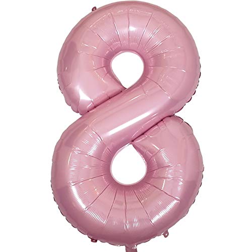 DIWULI Luftballon 8 Geburtstag XXL Rosa - Folienballon 8, Zahl 8 Ballon 8 Jahre, Geburtstagsdeko 8. Geburtstag Helium Party-Deko Junge Mädchen, Zahlen-Ballon Dekoration, Zahlen-Luftballon Groß von DIWULI