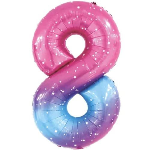 DIWULI, gigantische XXL Zahlen-Ballons, Zahl 8, Sterne rosa-blau Gradient Luftballons, Zahlenluftballons, Folien-Luftballons Nummer Nr Jahre, Folien-Ballons für 8. Geburtstag, Party-Deko, Dekoration von DIWULI