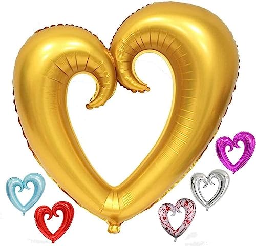 DIWULI, gigantischer XXL Herzballon Gold, Luftballon in Herzform hohl, edler Herz-Ballon groß, Herzluftballon, Herzfolienballon, Folien-Luftballon, Folien-Ballon für Geburtstag, Hochzeit, Dekoration von DIWULI