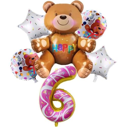 DIWULI Bären Luftballon Set 6 Jahre - Teddy-Bär Deko XL von DIWULI