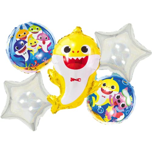 DIWULI Baby Hai Luftballon Set, Meerestier Tier Folien-Ballon, Folien-Luftballon für Kindergeburtstag Junge Mädchen, Motto-Party, Tier-Party, Dekoration von DIWULI