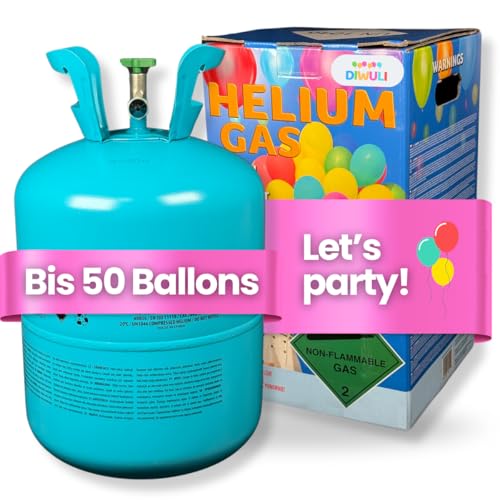 DIWULI Ballongas Helium für 50 Luftballons - Gasflasche für Geburtstag, Hochzeit, Party, befüllt in EU DIWULI Ballongas Helium für 50 Luftballons - Gasflasche für Geburtstag, Hochzeit, Party, befüllt in EU von DIWULI