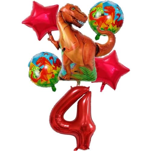 DIWULI Dino Geburtstag Deko 4 Jahre - Luftballon Zahl Set von DIWULI