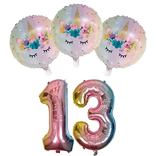 DIWULI Einhorn Deko Kindergeburtstag 13 Jahre - Luftballons DIWULI Einhorn Deko Kindergeburtstag 13 Jahre - Luftballons von DIWULI