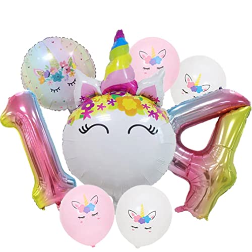 DIWULI Einhorn Deko Kindergeburtstag 14 Jahre - Luftballons von DIWULI
