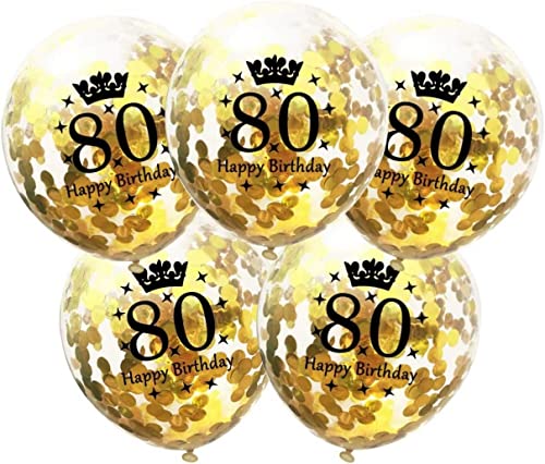 DIWULI Geburtstags-Luftballons 80 Jahre - 5er Set Gold von DIWULI