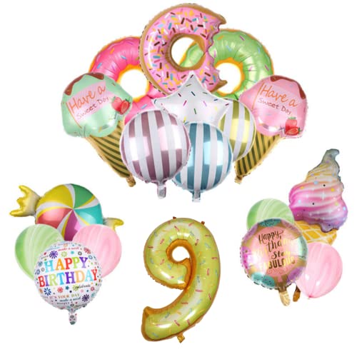 DIWULI Geburtstagsdeko 9 Jahre - Luftballons Donut Eis Set DIWULI Geburtstagsdeko 9 Jahre - Luftballons Donut Eis Set von DIWULI