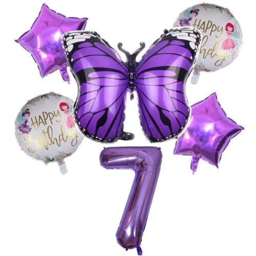 DIWULI Schmetterling Zahl 7 Luftballons - Deko Lila Set DIWULI Schmetterling Zahl 7 Luftballons - Deko Lila Set von DIWULI