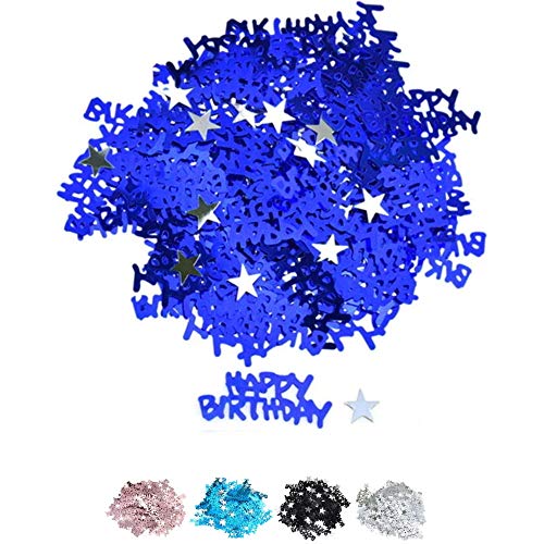 DIWULI Happy Birthday Konfetti Sterne, Geburtstags Tisch-Konfetti, Tisch-Deko, Glitter, Geburtstags-Deko Streudeko Geburtstagsfeier, Motto-Party, Dekoration, Geschenk-Deko, DIY, basteln (DunkelBlau) von DIWULI