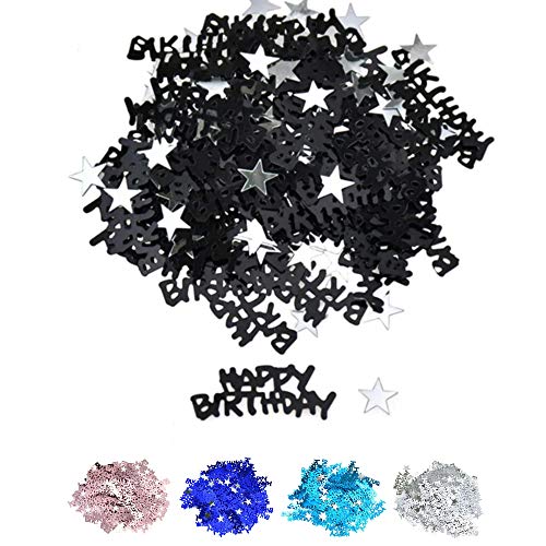DIWULI Happy Birthday Konfetti Sterne Schwarz Tisch-Deko von DIWULI