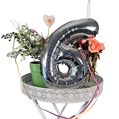 DIWULI Luftballon 6 Jahre Silber Geburtstag Party-Deko von DIWULI