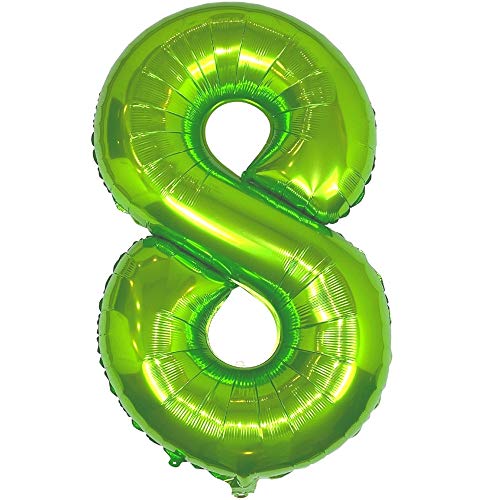DIWULI Luftballon 8 Geburtstag XXL Grün - Folienballon 8, Zahl 8 Ballon 8 Jahre, Geburtstagsdeko 8. Geburtstag Helium Party-Deko Junge Mädchen, Zahlen-Ballon Dekoration, Zahlen-Luftballon Groß von DIWULI