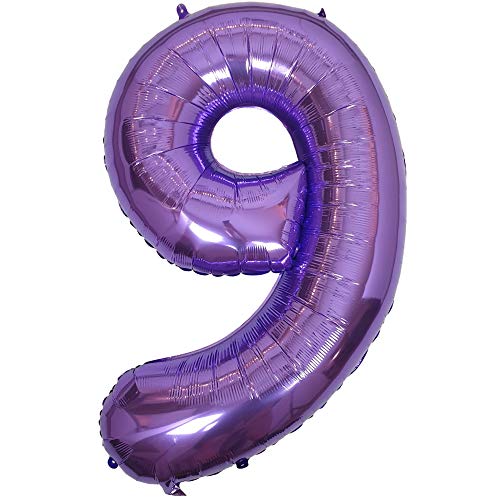 DIWULI Luftballon 9 Geburtstag XXL Lila, Zahlen-Ballon Deko DIWULI Luftballon 9 Geburtstag XXL Lila, Zahlen-Ballon Deko von DIWULI
