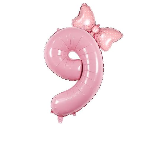 DIWULI Luftballon 9 Geburtstag XXL - Schmetterling Rosa Zahl von DIWULI