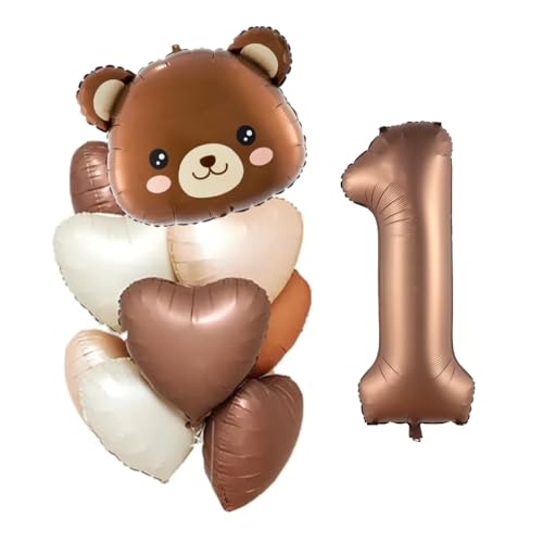 DIWULI Teddy-Bär Zahl 1 Ballon Set - Zahlen-Ballon Dekoration 1. Kinder-Geburtstag Luftballons, Herz-Ballon Folien-Ballon Party-Deko DIWULI Teddy-Bär Zahl 1 Ballon Set - Zahlen-Ballon Dekoration 1. Kinder-Geburtstag Luftballons, Herz-Ballon Folien-Ballon Party-Deko von DIWULI