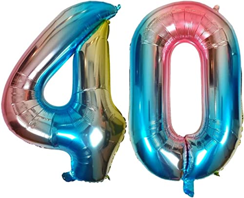 DIWULI XL Zahl 40 Luftballon, Zahlen-Ballon 40, Zahlen-Luftballon 40, Folien-Ballon 40, 40. Geburtstag Dekoration von DIWULI