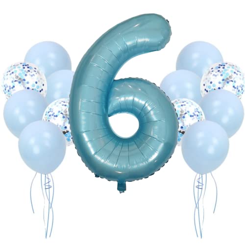 DIWULI Geburtstagsdeko 6 Jahre Luftballon Set Blau - Deko, Zahl 6 Zahlen-Ballon Folienballon Konfetti Kinder-Geburtstag Junge Mädchen Party-Deko Dekoration DIWULI Geburtstagsdeko 6 Jahre Luftballon Set Blau - Deko, Zahl 6 Zahlen-Ballon Folienballon Konfetti Kinder-Geburtstag Junge Mädchen Party-Deko Dekoration von DIWULI
