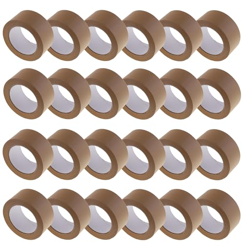 DIY-24H | Papierklebeband 24 Rollen Farbe Braun | Klebeband Papier Paketband Packband Kraftpapier Recyclingfreundlich 50mm x 50m von DIY-24H