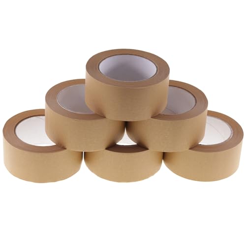 DIY-24H | Papierklebeband 6 Rollen Farbe Braun | Klebeband Papier Paketband Packband Kraftpapier Recyclingfreundlich 50mm x 50m von DIY-24H