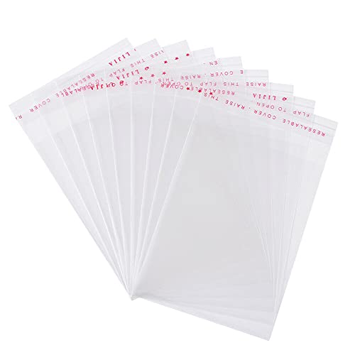 Flachbeutel Transparent Größe 10x15 cm Selbstklebende Plastiktütchen Durchsichtige Selbstschließende Zellophantüten mit Peel & Seal Verschluss (100, 10 x 15 cm) von DIY-24H