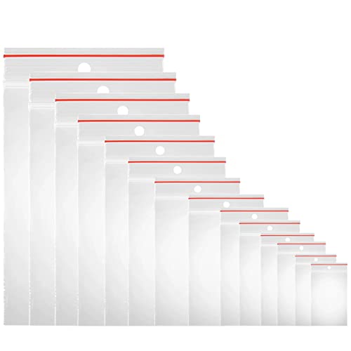 Wiederverschließbare Durchsichtige Druckverschlussbeutel mit Lochung | Kunststoffbeutel | Verschlussbeutel | Lebensmittelbeutel | 27 Größen zur Auswahl (200 Stück, 230x320mm) von DIY-24H