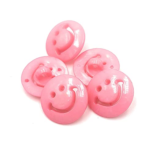 25 rosa Smiley Knöpfe 15mm Kunststoffknöpfe Emoji Knopf DIY basteln nähen von DIY Express