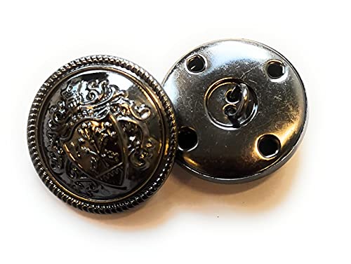 Metallknöpfe mit Wappen Knöpfe 25mm Black Metall shank button Knopf DIY basteln nähen schneidern 10 Stück von DIY Express