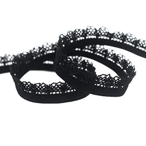 DIY PARK Picot Loop Dekorative Rüschen-Spitzenborte, elastisch, Spandexband, Unterwäsche, Dessous, Kleid, Nähen, Basteln (schwarz) von DIY PARK