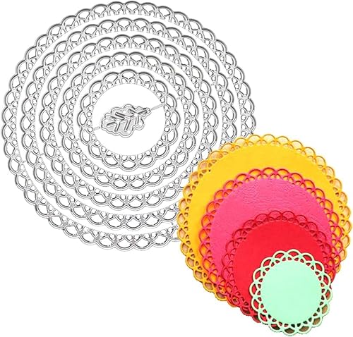 5 Stück runde Stanzformen aus Spitze, DIY, Scrapbooking, Künstler, Metall-Stanzformen, Schablonen für DIY, Fotoalbum, Karten, Basteln, Papier, Prägezubehör, 12 cm von DIY Scrapbooking Artist