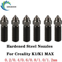 1/3PCS For Creality K1 Nozzle Hardened Steel Nozzle Kit 0.2/0.4/0.6/0.8/1.0/1.2mm for K1 FDM 3D Printer Parts Non Stick Filament