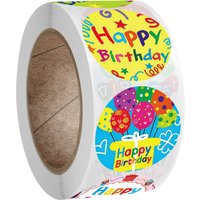 100-500pcs 8 Styles Happy Birthday Round Stickers Party Gift Packaging Seal Labels for Scrapbooking Cards Decoration