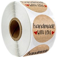 100-500pcs Kraft Paper Sticker Handmade With Love Round Adhesive Labels Baking Wedding Decoration Party Decoration Stickers