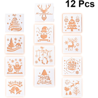 12 Pcs Manual Scrapbook Embellishments Christmas Decor Stencils Drawing Templates