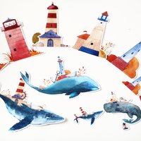 12pcs Creative Cute Kawaii Self-made Whale And Lighthouse Scrapbooking Diary /decorative Stickers/DIY Craft Photo Albums 12pcs Creative Cute Kawaii Self-made Whale And Lighthouse Scrapbooking Diary /decorative Stickers/DIY Craft Photo Albums