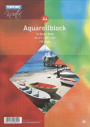2 Aquarellblöcke Aquarellblock DIN A4 24 Blatt 190g/m²