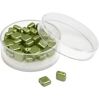 Glasperle "Quadratisch", 35 Stück - Olive von Grün
