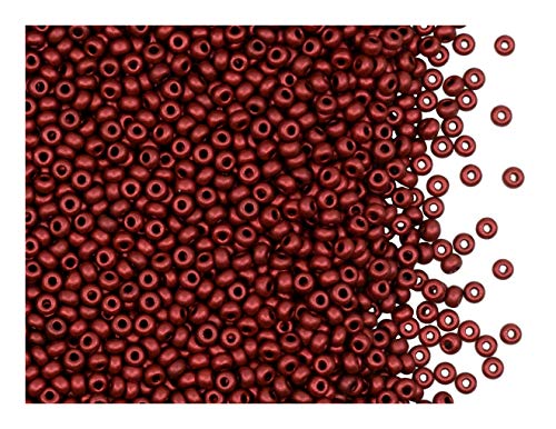 20 Gramm (ca. 2600 Stuck) Tschechische Glas Rocailles, Größe 11/0 (2,0mm-2,2mm), Rundloch, Farbe: Lava Red von SCARA BEADS GET INSPIRED