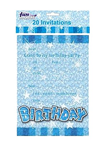 21FASHION Geburtstagsparty-Einladungen für Jungen, Blau, 20 Stück