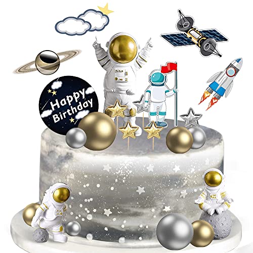 22 Stück Weltraum-Kuchendekoration, Weltraum-Cupcake-Topper, Astronauten-Figur von CANIPHA