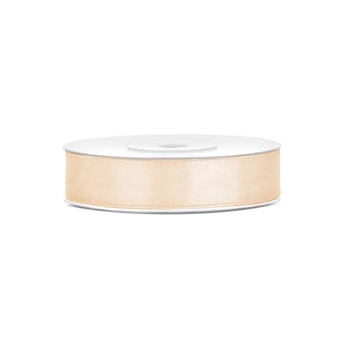 25m Geschenkband Dekoband Band Schleifenband zum Dekorieren und Basteln - 12mm Crema von PartyDeco