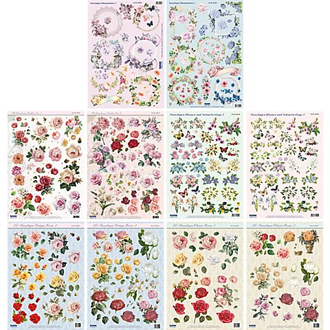 3D-Stanzbogen-Set "Blumen", A4, 10 Stück 3D-Stanzbogen-Set "Blumen", A4, 10 Stück