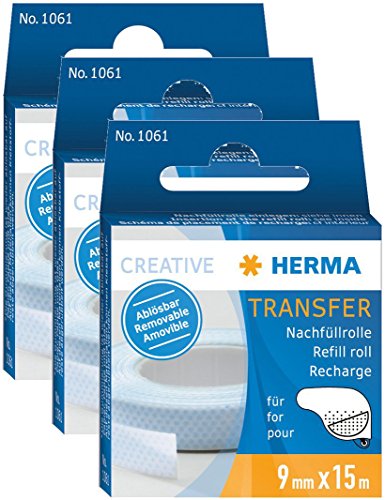 3er Pack Herma 1061 Nachfüllkassette für (Kleberoller, ablösbar, 9mm x 15m) von HERMA
