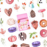 40Packs Wholesale Boxed Sticker Decorative Stationery Stickers Scrapbooking DiaryAlbum mushroom cake donut pumpkin hand 4CM