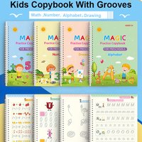 4PCS Kids Books Magic Practice Reusable Children's Toy French Arabic German Thai Writing Sticker English Copybook Free Shipping