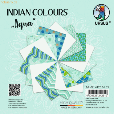 5 x Ludwig Bähr Naturpapier Indian Colours 13,7x13,7cm VE=15 Blatt aqu von Ludwig Bähr