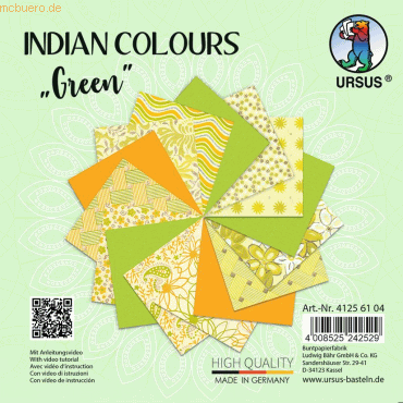 5 x Ludwig Bähr Naturpapier Indian Colours 13,7x13,7cm VE=15 Blatt gre von Ludwig Bähr
