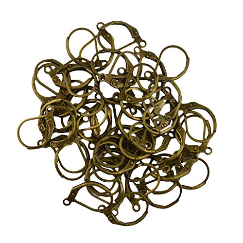 50pcs Ohrhaken Verschlüsse Klapp Brisuren Ohrdraht DIY Schmuck Basteln - Bronze, Taille unique von Generic