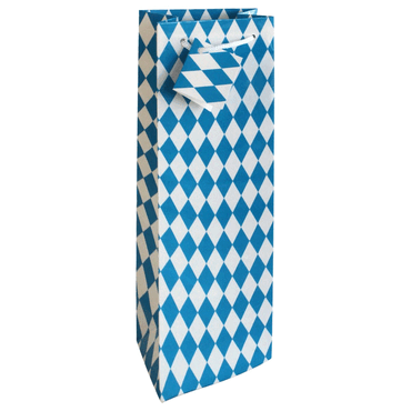 8 x Flaschentragetasche Bayernraute - 12 x 37 x 8 cm blau/weiß.