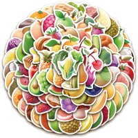 90Pcs Cute Cartoon 3D Food Fruits and Vegetables Stickers DIY Materials Phone Laptop Bike Decoration Decal Kawaii Stickers
